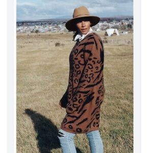 Sanctuary Women's Sz M Cheetah Print Open Front Duster Cardigan Sweater.